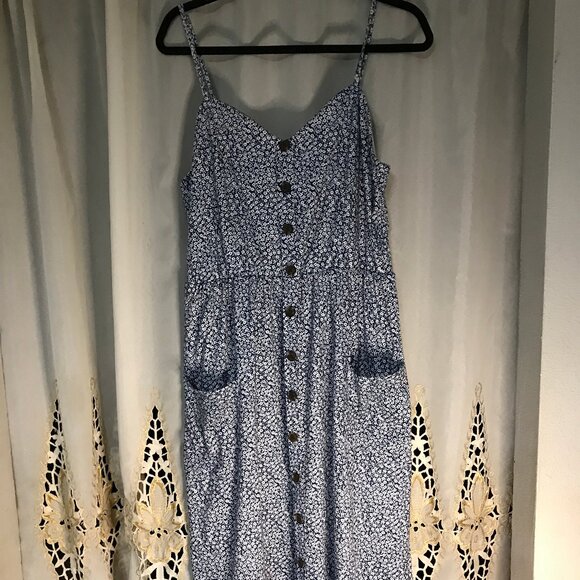 Angashion  Cute Summer Bohemian Spaghetti Strap Button Down Swing Midi Dress XL - Picture 7 of 12